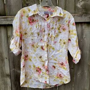 Laura Scott floral button down top sz. S